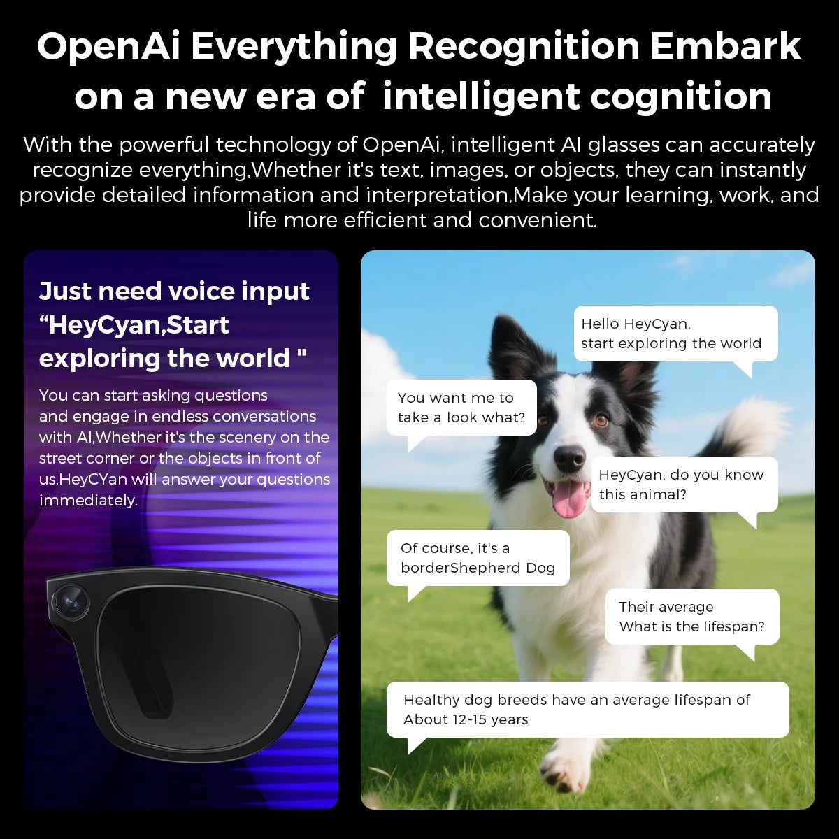 Ivision6 AI Smart Glasses with Chatgpt Integration - Hands-Free Translation & Camera, 1080P Video Recording, 32GB Memory