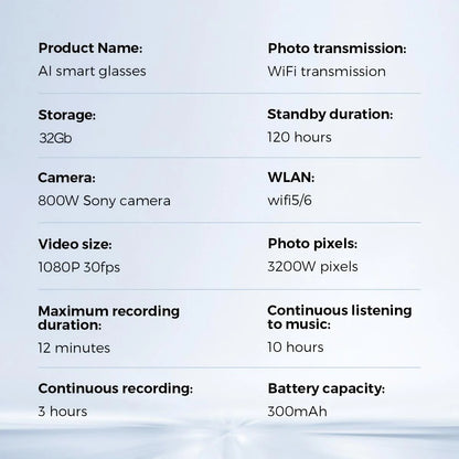Ivision6 AI Smart Glasses with Chatgpt Integration - Hands-Free Translation & Camera, 1080P Video Recording, 32GB Memory